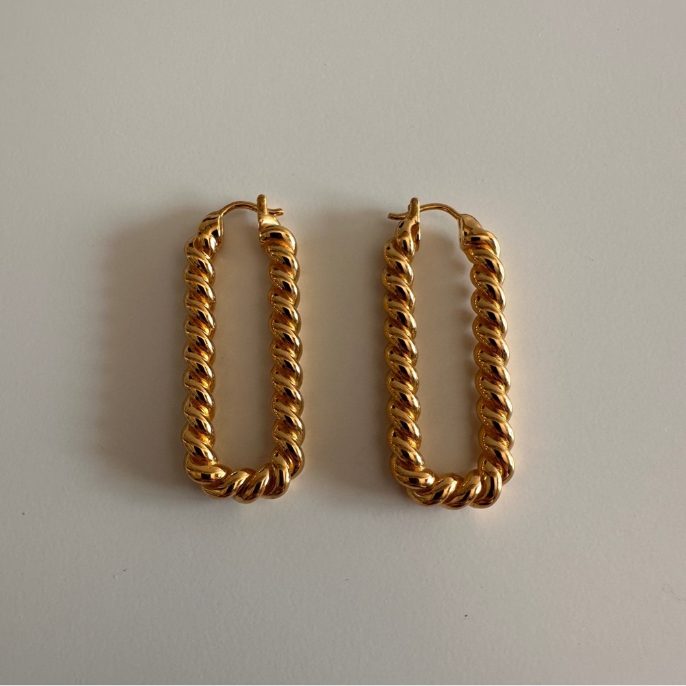 Missoma London twisted rectangle hoop earrings - Picture 3 of 6